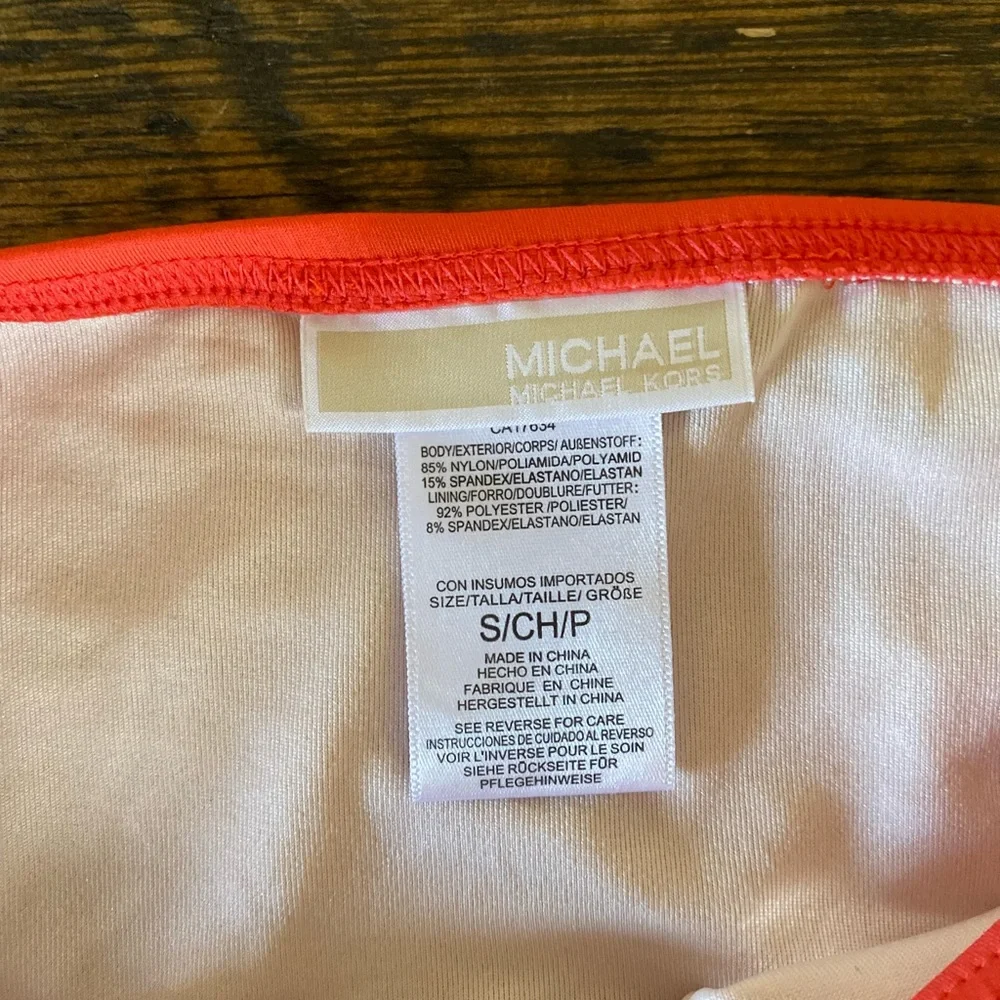 Michael Kors MK Charm Logo Orange Halter Tankini Swimsuit 2pc Set - Picture 9 of 13